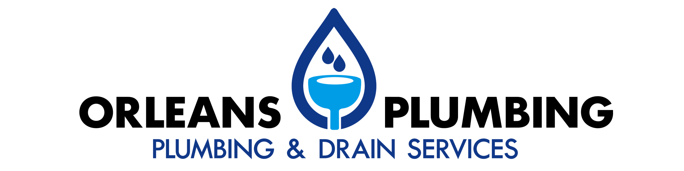 Orleans Plumbing & Drain Services logo features a blue water droplet and pipe icon between the words “Orleans” and “Plumbing,” highlighting their expertise as a trusted plumber in Ottawa.